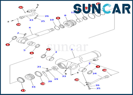 خرید قطعات داخلی 707-98-36710 7079836710 کیت مهر و موم تعمیر بازو سیلندر هیدرولیک متناسب با Komatsu PC78UU-6 online manufacture