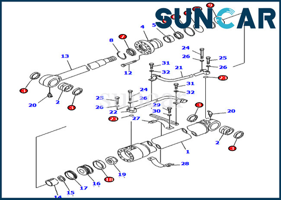 خرید کیت سرویس سیلندر بوم 20X-63-02010 20X6302010 برای تجهیزات سنگین کوماتسو PC80-3 PC80LC-3 online manufacture