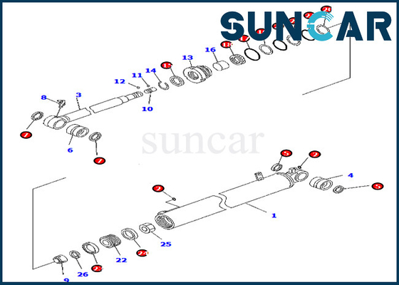 خرید 707-98-41350 7079841350 کیت مهر و موم تعمیر سیلندر چرخشی بوم مناسب برای Komatsu PC88MR-8 PW98MR-8 online manufacture