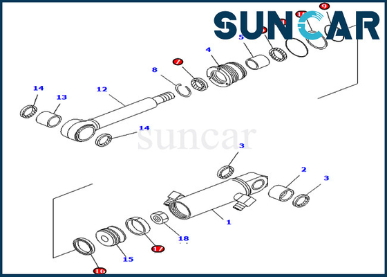 خرید کیت تعمیر بیل مکانیکی PC01-1 PC03-2 Komatsu 707-99-02010 کیت سرویس سیلندر تیغه ای 7079902010 online manufacture