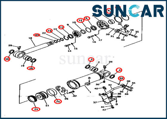 خرید ISO9001 کیت مهر و موم سیلندر آسانسور 707-99-73050 برای D275A-2 Komatsu online manufacture