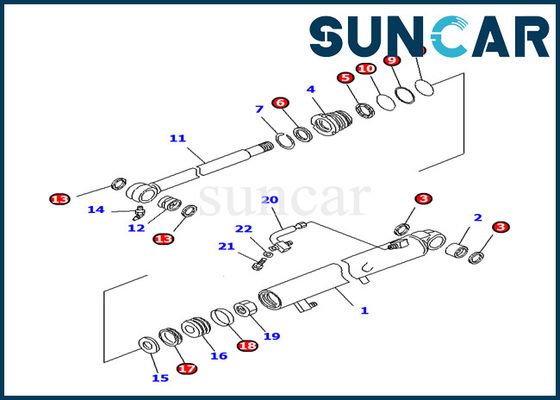 خرید 707-98-12260 کوماتسو PC25R-8 بیل مدل سطل سیلندر داخلی قطعات بسته بندی مهر و موم online manufacture