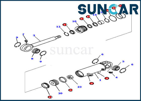 خرید D31EX-22 Komatsu Parts 707-99-24650 Bulldozer Service Kit Tilt Cylinder Sealing Kit online manufacture