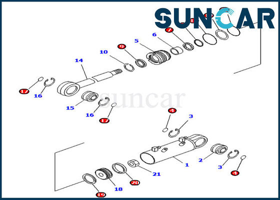 خرید کیت مهر و موم سیلندر شیب تیغه 707-99-34590 کیت تعویض کوماتسو برای بولدوزر D41P-6K online manufacture