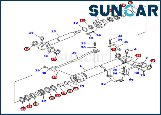 خرید 707-99-69620 کیت مهر و موم تعمیر هیدرولیک کوماتسو PC1000-1 کیت مهر و موم سیلندر بازو قطعات داخلی online manufacture