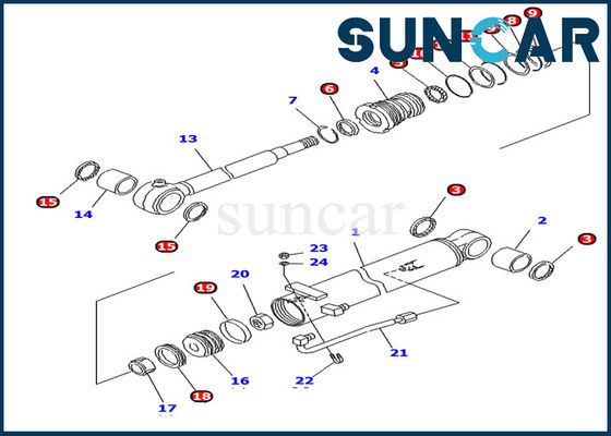 خرید کیت مهر و موم هیدرولیک 707-98-13880 کیت سرویس سیلندر بوم برای بیل Komatsu PC10UU-3 online manufacture