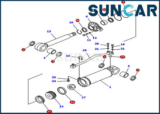 خرید ISO9001 Selas 707-98-52130 Ripper Cylinder Sealing Kit D61E-12 Komatsu Bulldozer Parts online manufacture
