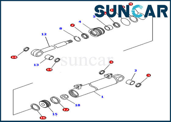 خرید کیت مهر و موم سیلندر بالابر 707-98-34580 کیت های تعویض کوماتسو برای بولدوزر شیب قدرت online manufacture