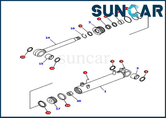 خرید D85EX-15 D85EX-15E0 مدل 707-99-43250 کیت تعمیر مهر و موم سیلندر شیب کوماتسو online manufacture