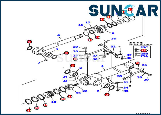 خرید PC128UU-1 Excavator 707-99-38710 تجهیزات کیت سیلندر بازو کوماتسو تجهیزات داخلی قطعات داخلی online manufacture