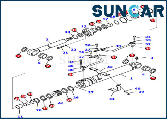 خرید 707-99-37740 کیت مهر و موم سیلندر بوم Komatsu PC138US-10 کیت سرویس تعمیر سیلندر سمت چپ online manufacture