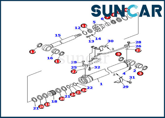 خرید 707-99-27520 کیت مهر و موم تعمیر سیلندر هیدرولیک Komatsu Boom Cylinder Service Kit PC130F-7 مدل online manufacture