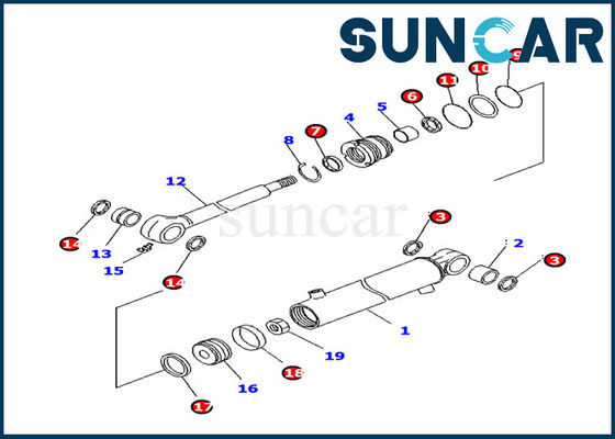 خرید 707-98-11220 Komatsu Boom Swing Cylinder Seal Kit PC14R-3 Hydraulic Cylinder Assy Repair Kit online manufacture