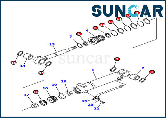 خرید 707-98-12380 کیت مهر و موم سیلندر بوم قطعات داخلی سیلندر هیدرولیک Komatsu PC15MR-1 مدل کیت سرویس online manufacture