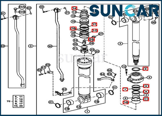 خرید اجزای سیلندر بازو 4369943 کیت مهر و موم تعمیر هیدرولیک مناسب 230CLC تجهیزات جان Deere online manufacture