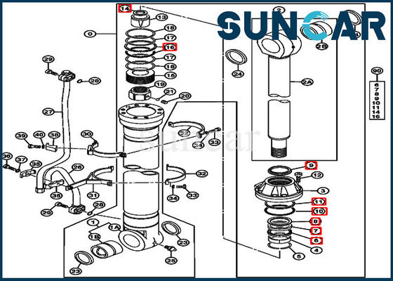 خرید کیت مهر و موم تعمیر سیلندر بوم JOHN DEERE 4653040 برای تجهیزات بیل مکانیکی 450DLC 470GLC online manufacture