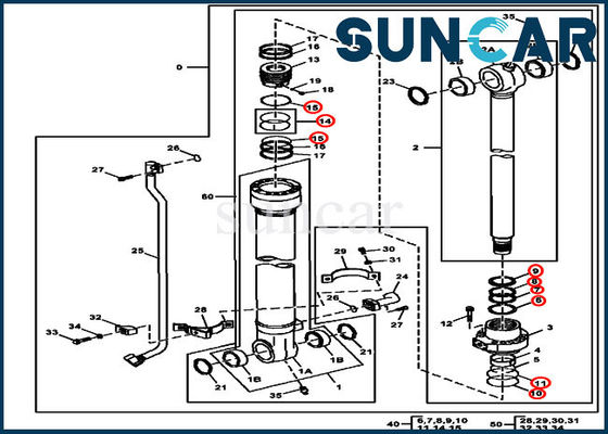 خرید کیت سرویس 4663493 سیلندر سطل 190DW 160DLC کیت تعمیر مهر و موم John Deere online manufacture