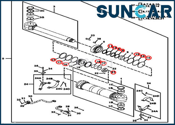 خرید FYA00023524 بیل مکانیکی تعمیر سیلندر مهر و موم جان Deere 190GW online manufacture
