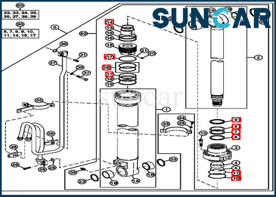 خرید 225DLC John Deere Components 4654421 Excavator Boom Hydraulic Cylinder Service Kit online manufacture