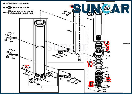 خرید مهر و موم هیدرولیک بیل مکانیکی FYA00010733 کیت مهر و موم تعمیر بازو مناسب برای مدلهای John Deere 270DLC online manufacture