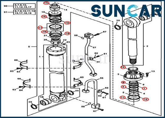 خرید کیت مهر و موم روغن هیدرولیک 4S00956 کیت تعمیر سیلندر بازو برای John Deere 450LC 200LC 450CLC online manufacture