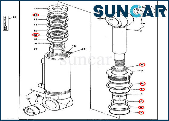 خرید 4240084 تیغه سیلندر مهر و موم کیت بیل مکانیکی خدمات هیدرولیک برای 595D جان Deere online manufacture