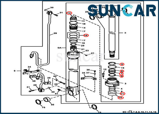 خرید 3754D Deere 4686432 کیت مهر و موم هیدرولیک مناسب سیلندر 115.00 میلی متر میله 170 میلی متر سوراخ online manufacture