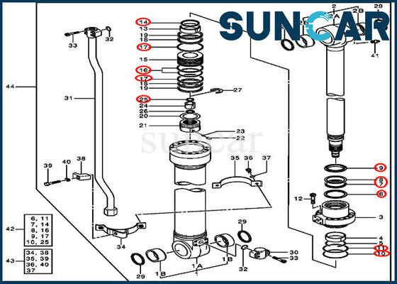 خرید 4364916 اجزای سیلندر بازوی فوق العاده بلند برای 200LC کیت مهر و موم تعمیر JOHN DEERE online manufacture