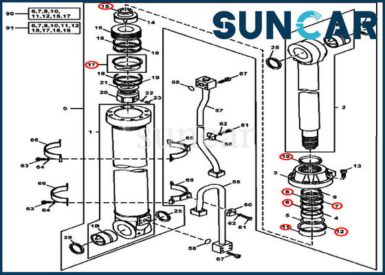 خرید 4438679 کیت سیلندر هیدرولیک بازو 450LC 450CLC کیت تعمیر مهر و موم Deere Excavator online manufacture