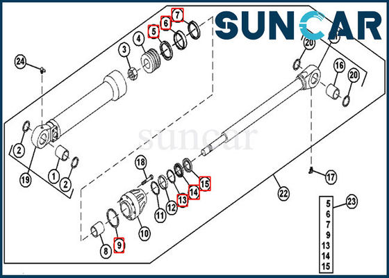 خرید مهر و موم هیدرولیک AH144593 سطل سیلندر کیت مهر و موم برای 690ELC بیل مکانیکی جان Deere online manufacture