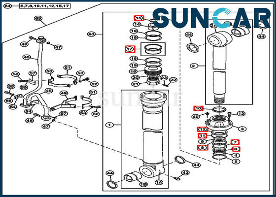 خرید 4614814 Excavator Boom Cylinder Service Kit Fits 750 800C JOHN DEERE Replacement Seal Kits online manufacture