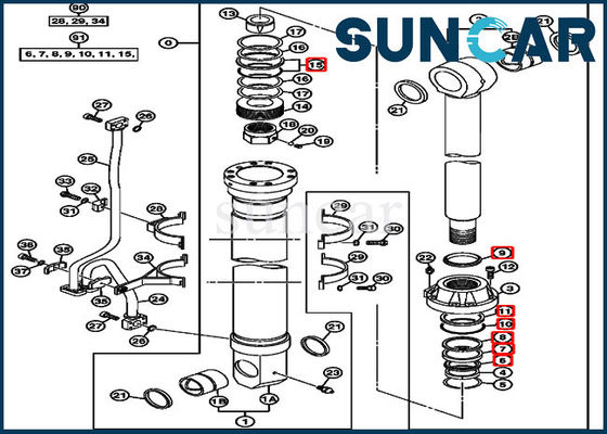خرید 4653861 Hydraulic Boom Cylinder Seal Repair Kit Fits For 850DLC 870GLC John Deere Parts online manufacture