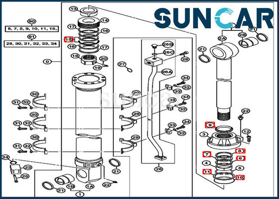 خرید 850DLC 870GLC John Deere 4653862 Arm Cylinder Components Excavator Sealing Kit online manufacture