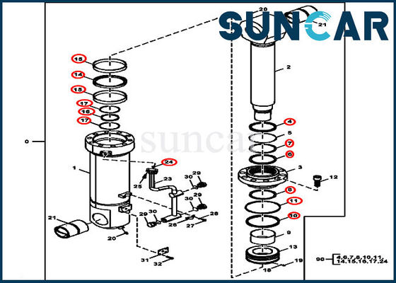 خرید 870GLC JOHN DEERE FXB00001856 Counterweight Removal Device Cylinder Repair Seal Kit online manufacture