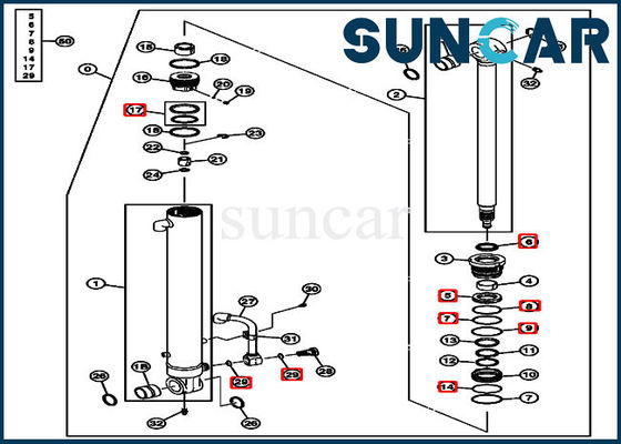 خرید مهر و موم هیدرولیک 4634036 کیت مهر و موم تعمیر سیلندر بازو برای مدل های بیل مکانیکی 50D JOHN DEERE online manufacture