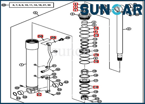 خرید 4464984 کیت تعمیر مهر و موم سیلندر کیت سرویس مناسب 75C 80C جان Deere قطعات online manufacture