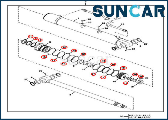 خرید ISO9001 FYD00000076 کیت مهر و موم هیدرولیک 85D JOHN DEERE سیلندر کیت تعمیر مهر و موم online manufacture