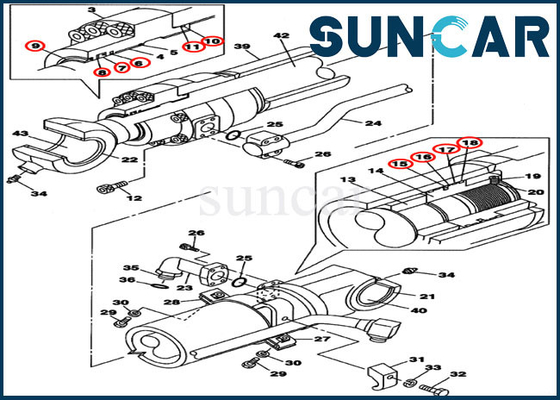 خرید کیت آب بندی سطل LZ008210 متناسب با کیت تعمیر سیل سیلندر هیدرولیک CX160C CX160B CASE online manufacture