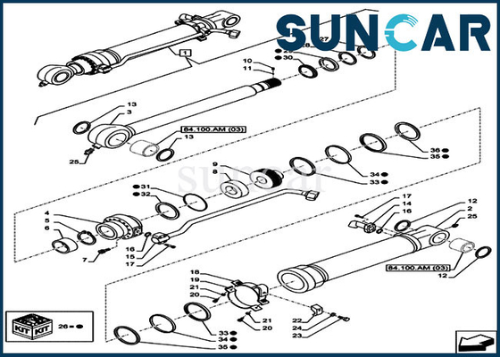 خرید کیت تعمیر سیلندر بیل مکانیکی کیت آب بندی سطل LZ010810 متناسب با قاب CX160C CX160B online manufacture