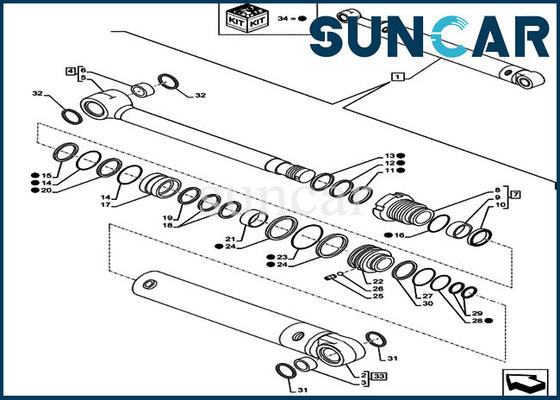 خرید کیت CX80C CX75C SR LZ012040 بوم/ کیت مهر و موم بازو کیت آب بندی سیلندر online manufacture