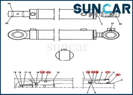 خرید کیت آب بندی تعویض سیلندر چرخشی PE01V00005R100 متناسب با ساختار کیس بیل مکانیکی CX14 online manufacture