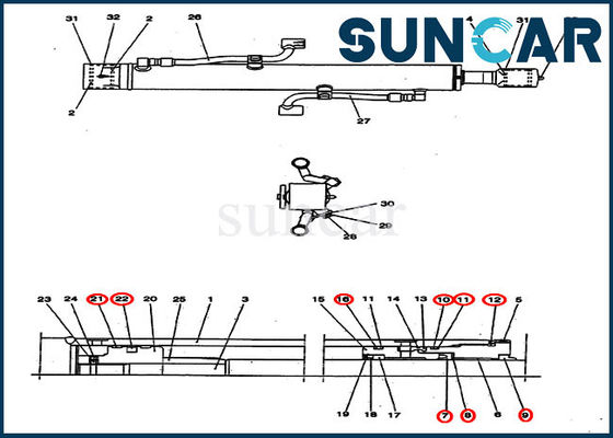 خرید قطعات تعویض کیت سیلندر سیلندر PV01V00039R300 بیل مکانیکی CX25 CASE online manufacture