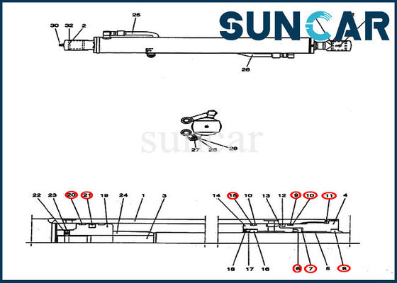 خرید کیت تعمیر کیت آب بندی روغن هیدرولیک CX25 PV01V00037R300 کیت آب بندی کیت سیلندر بازو online manufacture