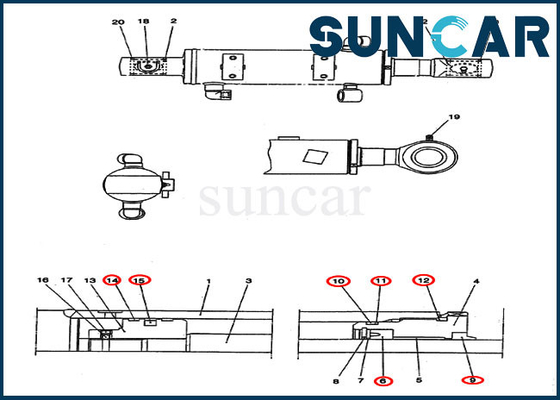 خرید کیت تعویض مهر و موم سیلندر کیت مهر و موم تیغه بولدوزر PV01V00038R300 مناسب CX25 CASE online manufacture