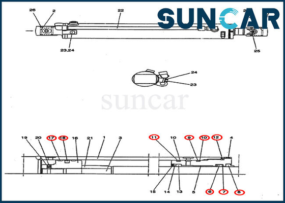 خرید کیت سرویس سیلندر چرخشی PM01V00044R300 مقاومت در برابر سایش کیت مهر و موم بیل مکانیکی کیس CX25 online manufacture