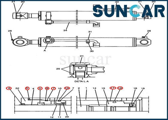 خرید کیت کیت مهر و موم تعمیر PY01V00030R300 کیت سرویس سیلندر بوم هیدرولیک CX47 online manufacture