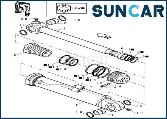 خرید 72275473 کیت مهر و موم سیلندر سطل متناسب با تجهیزات بیل مکانیکی خزنده مینی CASE CX16B online manufacture
