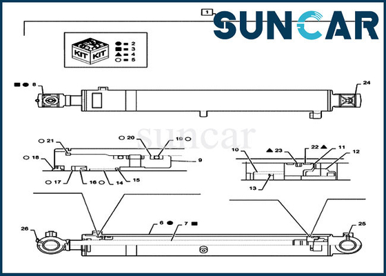 خرید کیت مهر و موم تعمیر بوم PS01V00001R400 متناسب با کیس CX55B میله سیلندر 55 میلی متری سوراخ 90 میلی متری بیل مکانیکی online manufacture