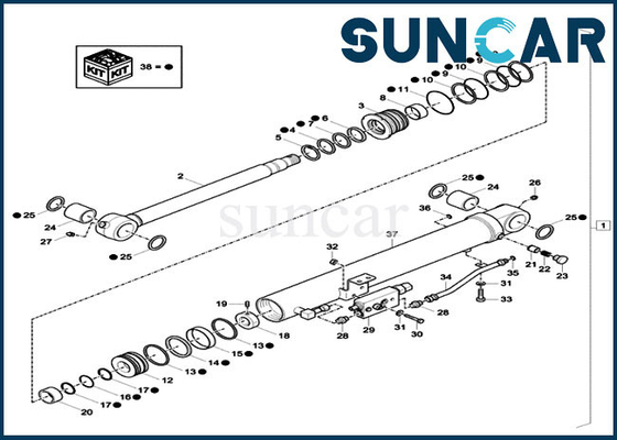 خرید XKCC01384 Dipper Repair CYL Seal Kit XKCC-01384 Case Parts CX37C کیت مهر و موم روغن سوپاپ ایمنی online manufacture