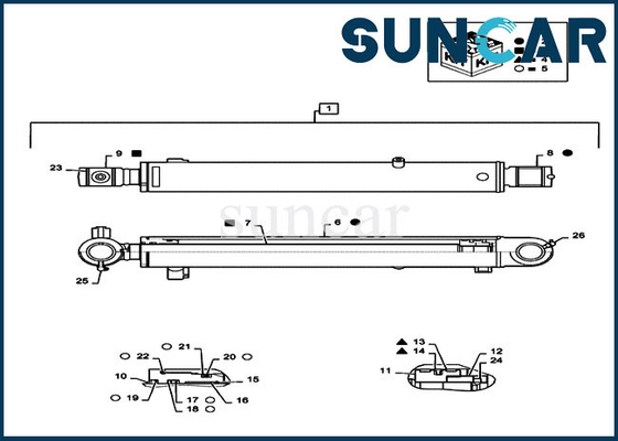 خرید کیت کیت مهر و موم تعمیر سطل PS01V00003R400 قطعات مورد کیت سیلندر هیدرولیک بیل مکانیکی بیل مکانیکی CX55B online manufacture